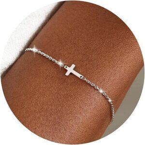 Dainty Cross Bracelet Silver Gold Plated Sterling Silver Women Jewelry Gift